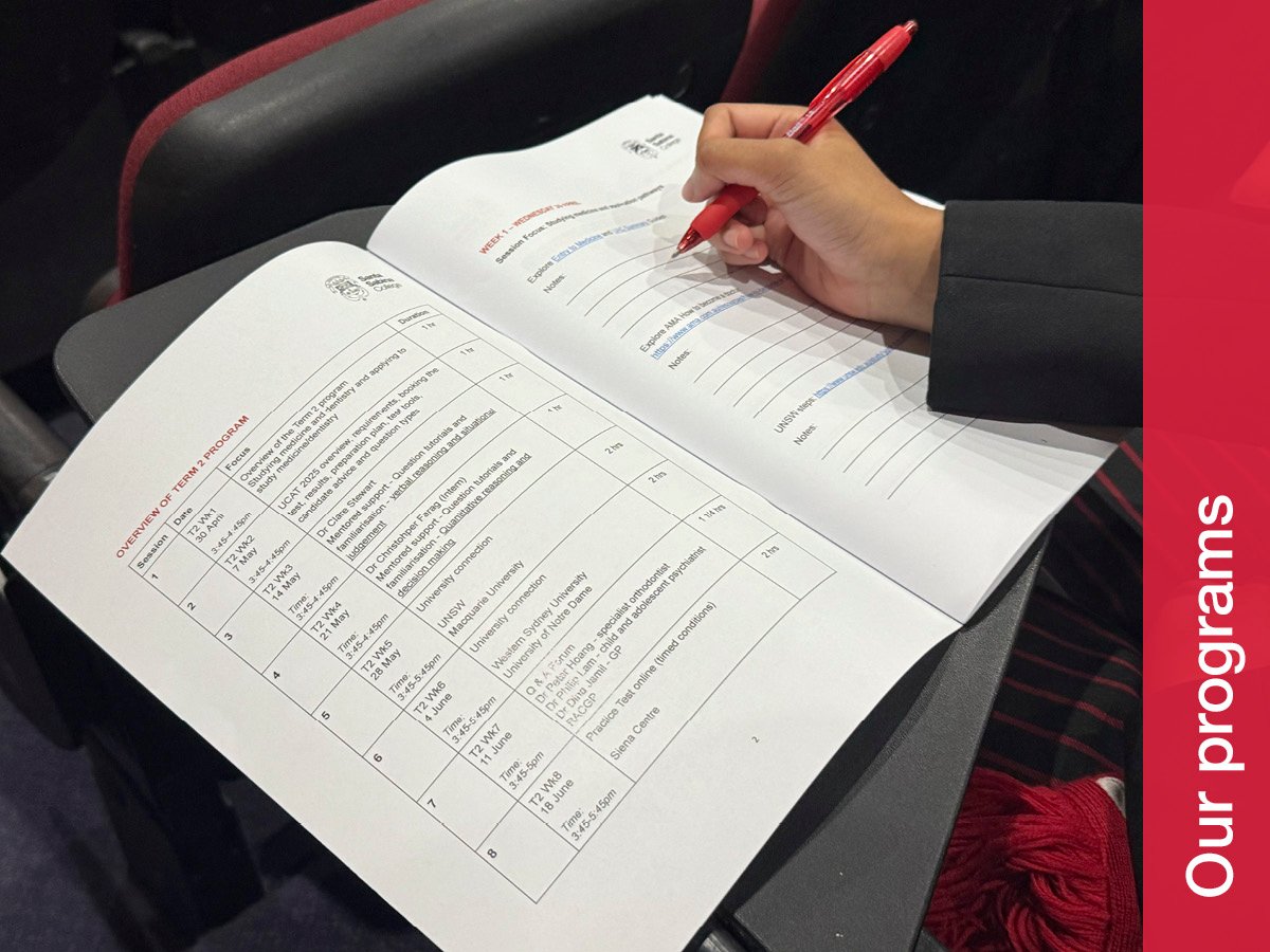 Unique UCAT preparation program for Santa Sabina students